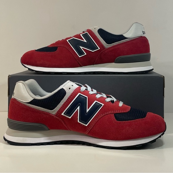 [BRAND NEW] NEW BALANCE 574 RED NAVY MENS SHOES SIZE 13 [INCORRECT BOX LABEL] - Picture 3 of 11